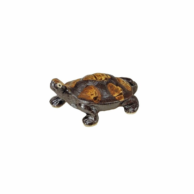信楽焼 釉薬陶器製 亀置物（カメ）オブジェ 16cm（5号） / 縁起物 風水