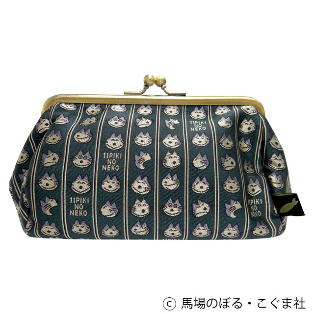 11ぴきのねこ ジャガードがま口ポーチ カオ/GN | キャラクターから探す