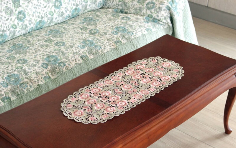 Arte rosa コード刺繍 テーブルセンター 約30×75cm｜インテリアレース