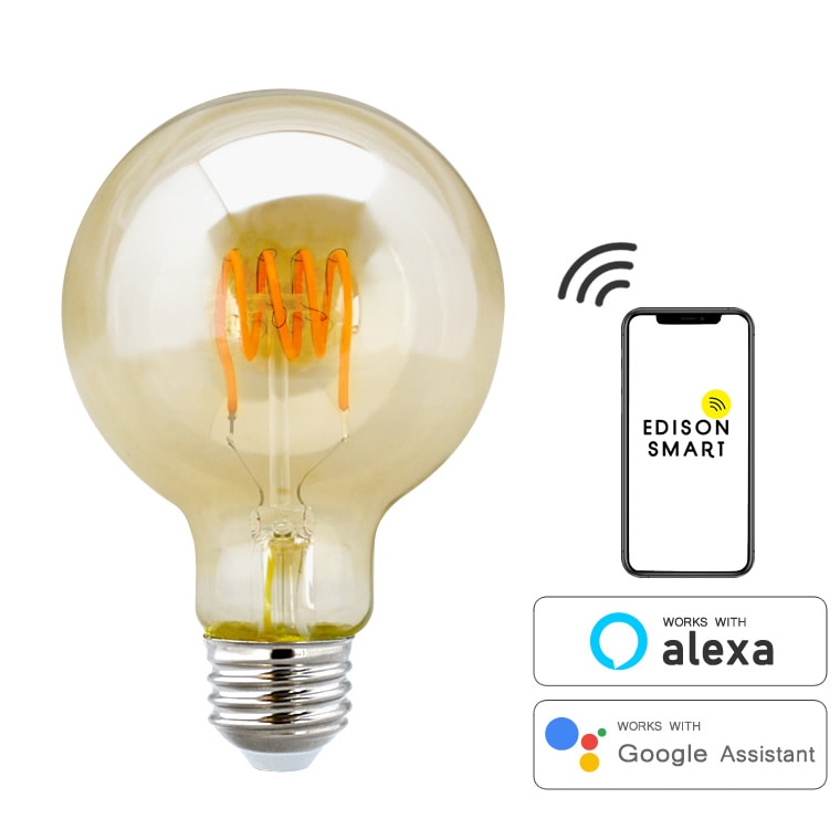 スマート E26スパイラルGLOBEゴールド(Wi-Fi電球)_DST-E26GGSP