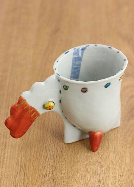 九谷焼・磁器工房白象／山下一三】羽根カップ（雲・ドット） 山下一三 羽根