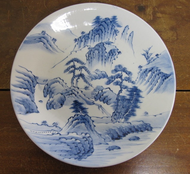 山水図染付大皿 | 焼き物,陶器,磁器,瀬戸物,火鉢,その他 | | 愛知県