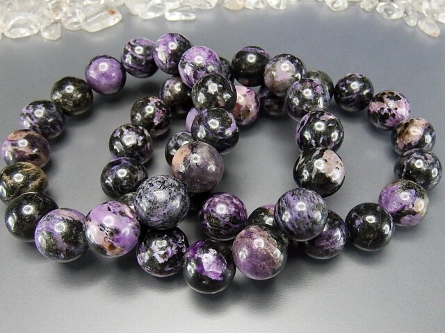 黒チャロアイト大玉14mmブレスレット3大ヒーリング天然石M20-11 | 石