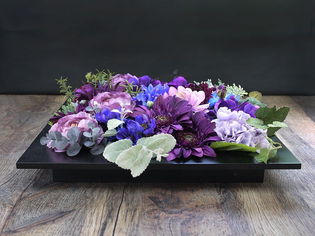 一点もの】壁掛けフラワーフレーム｜パープルミックス｜Mサイズ｜送料