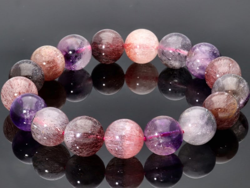 1点物】5Aグレード☆濃厚内包物☆天然石ブレスレット/スーパーセブン