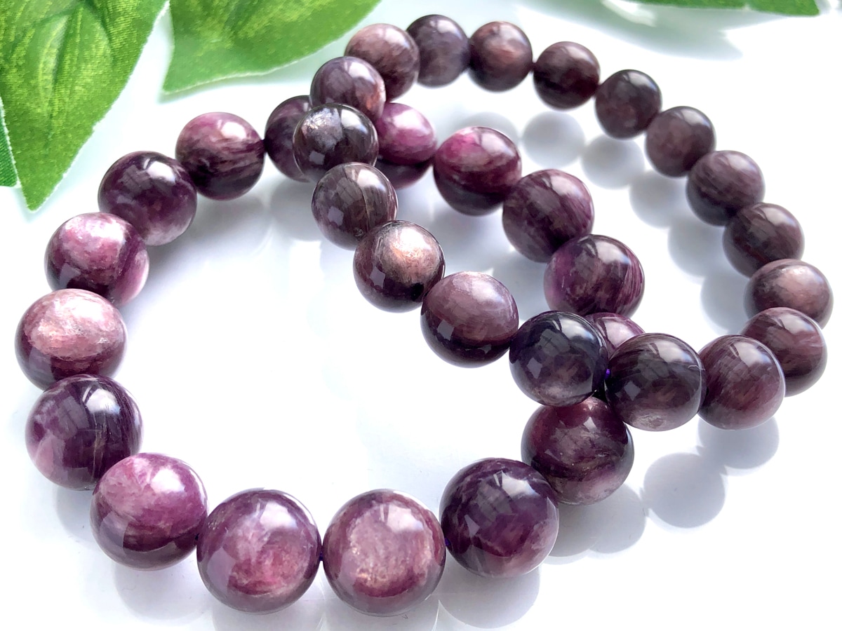 高発色☆輝くマイカ☆天然石ブレスレット/パープルマイカ