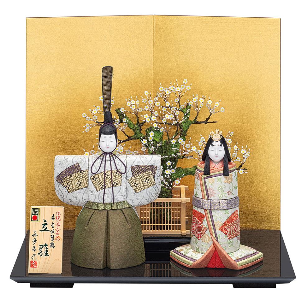 真多呂人形 | 雛人形,立雛 本金佐賀錦 扇面立雛セット | 雛人形