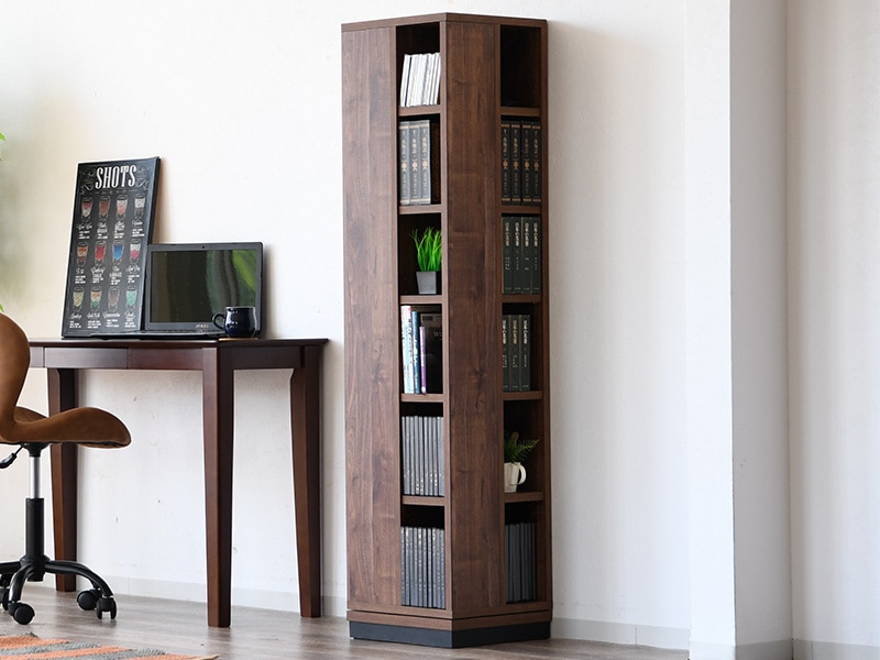 本棚 回転式 6段 大容量 スリム すき間 省スペース 完成品 日本製 回転