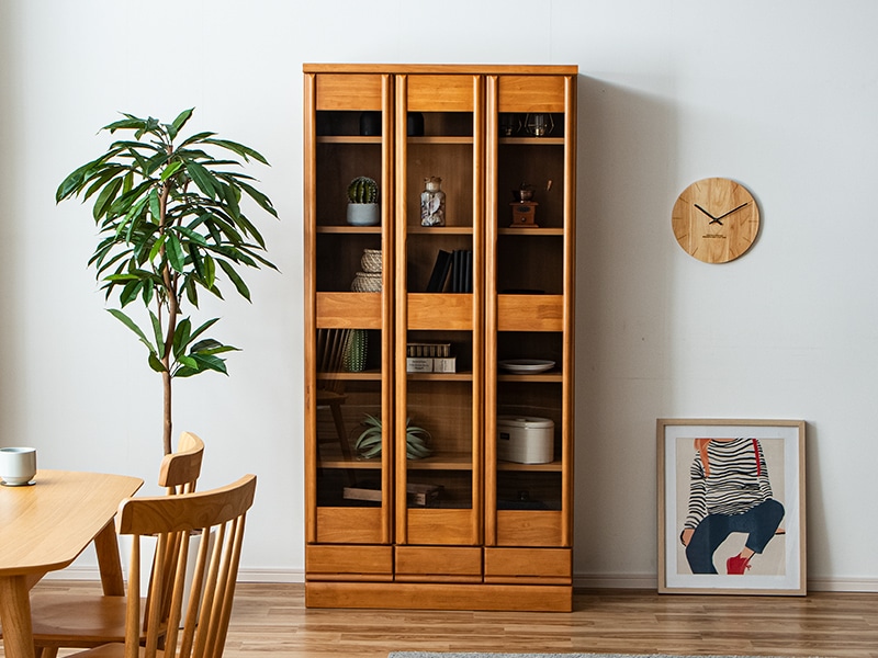 本棚 扉付き 完成品 組立不要 ハイタイプ おしゃれ 大容量 収納 日本製