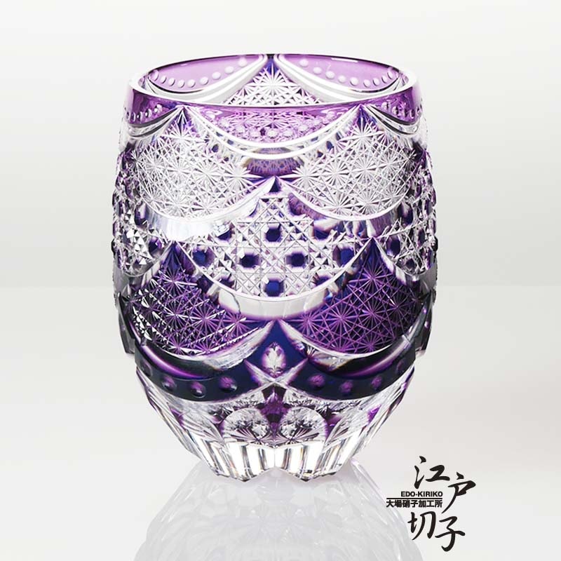 江戸切子 ロックグラス｜江戸切子の通販｜樽型2層被せ カーテンコール