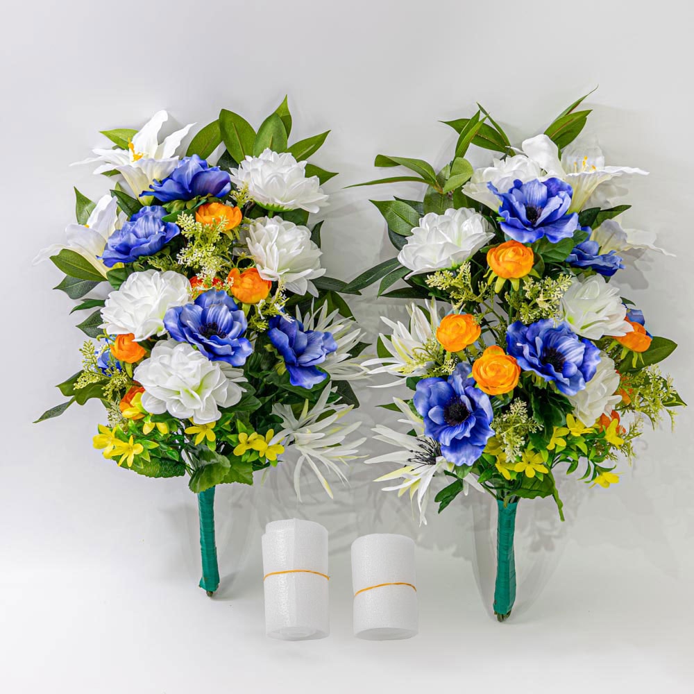 アネモネ ダリア ラナンキュラス しきみ(樒)付き造花 2束】固定具付き