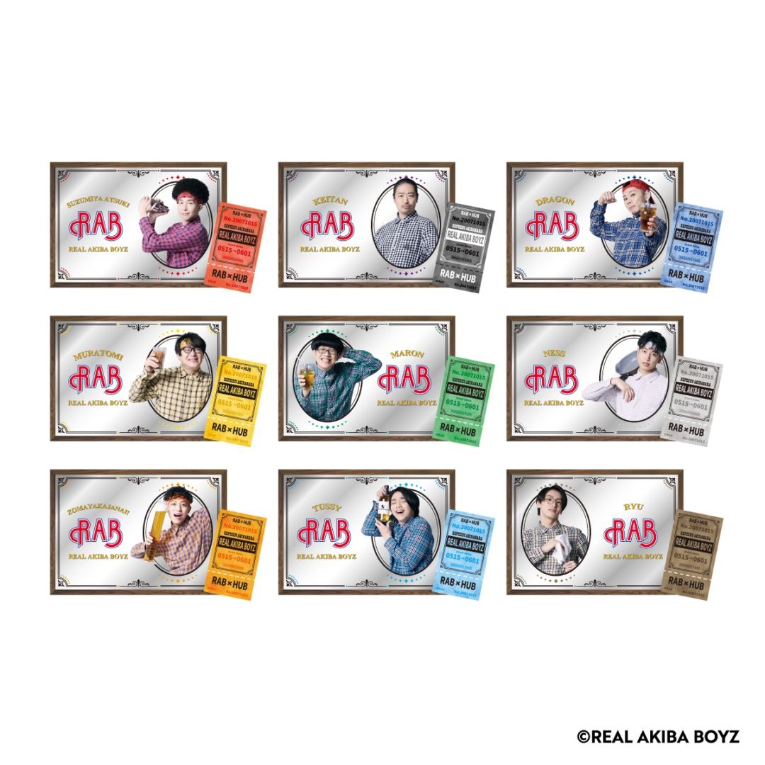 REAL AKIBA BOYZ × HUB】パブミラー風アートボード（切符風ステッカー
