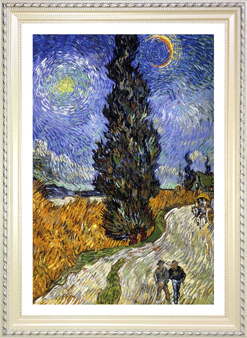 ゴッホ 糸杉と星の見える道 ジークレーポスター額装品