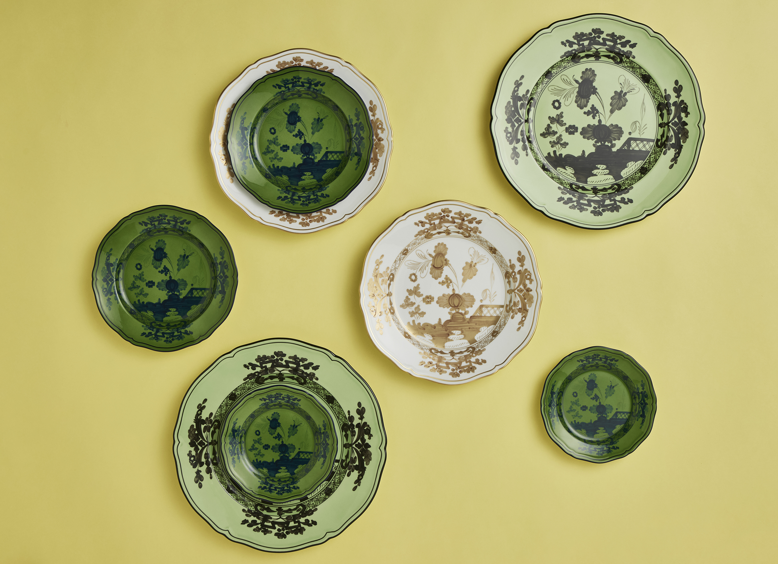 Porcelain plates set for two | Sparkling Spring Dew | GINORI 1735