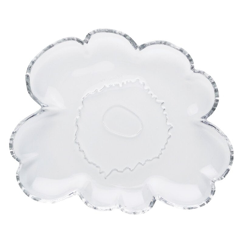 Marimekko Unikko glass plate, 20 cm, clear | Finnish Design Shop