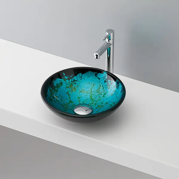 手洗いボウル ガラス-02 B182排水トラップ・排水金具セット