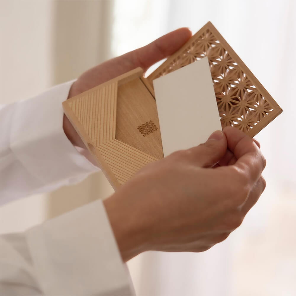 Enishi 組子細工のカードケース 木製 横型名刺入れ 名刺入れ 名刺