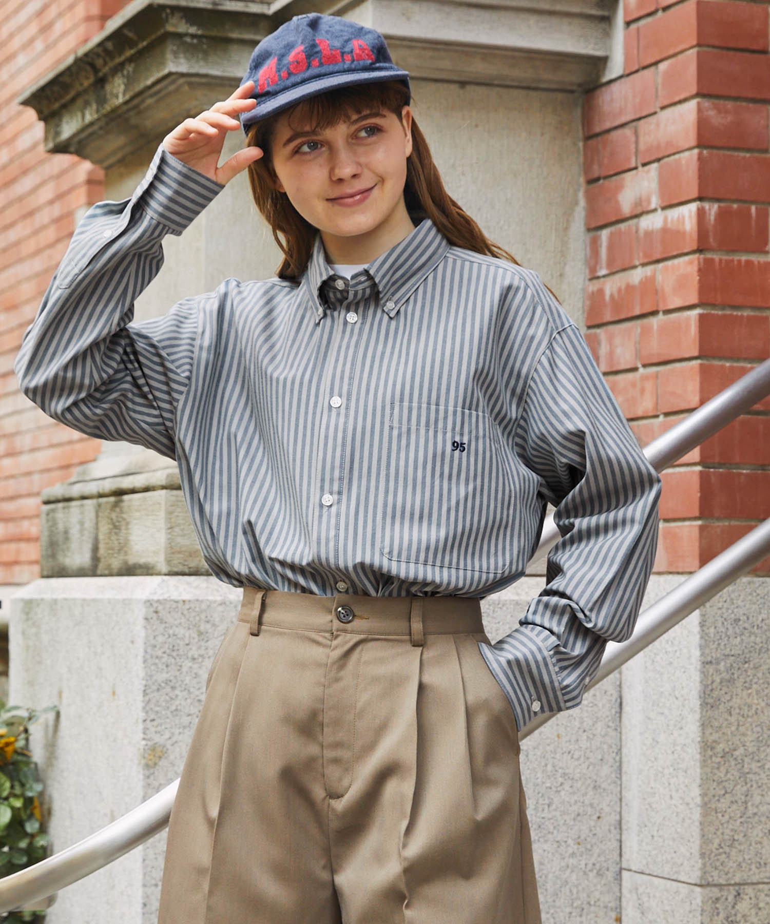 ビッグアソートナンバリング刺繍ボタンダウンシャツ MONO-MART LADY'S