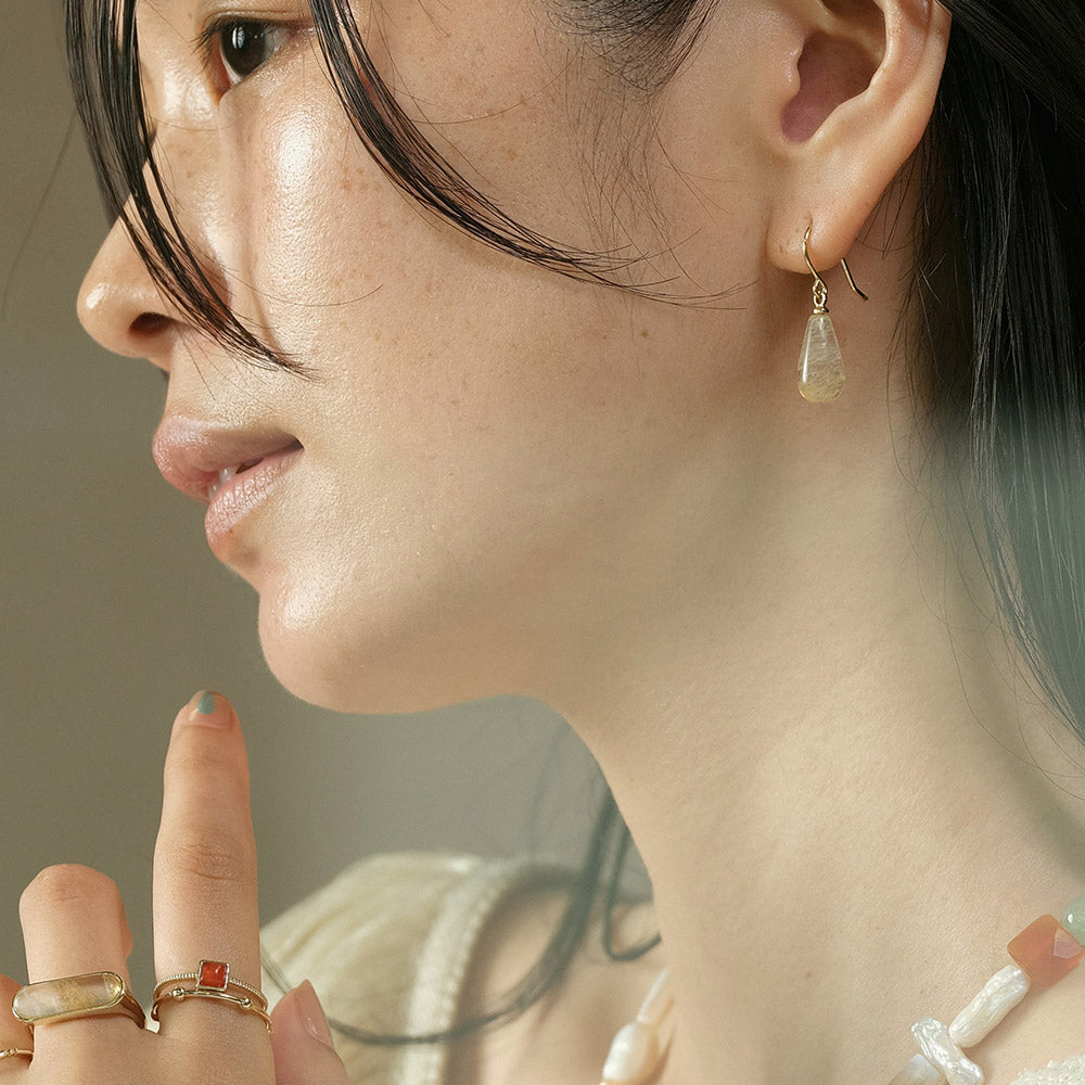 Suu her./スーハー】ピアス ドロップ 天然石 フックピアス オリジナル