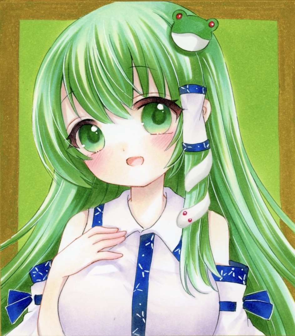 東風谷早苗 「早苗さん 例大祭で委託していただくミニ色紙 #東方Project #