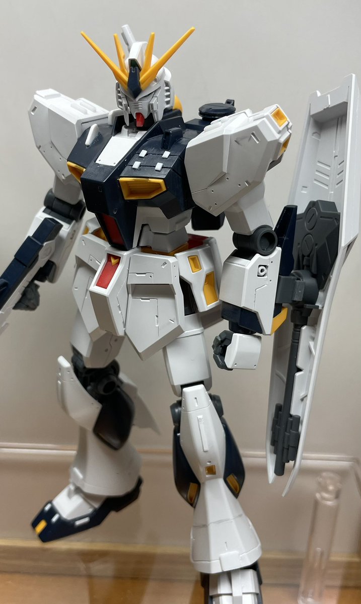 EG ニューガンダム 今、こんな感じ。 スジ彫り、難しい。 #ガンプラ