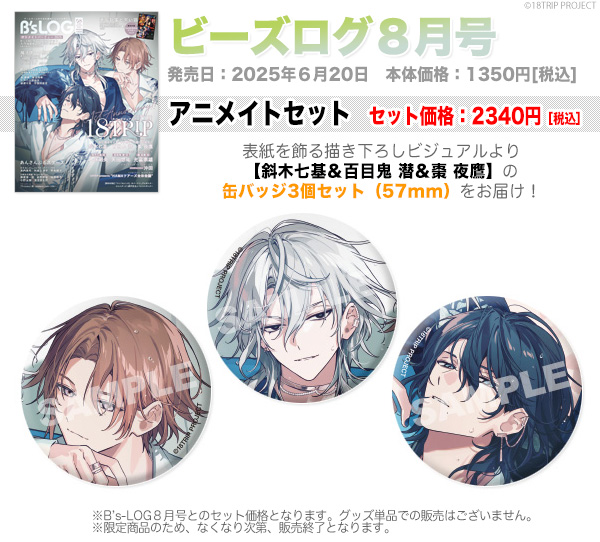 18TRIP 缶バッジ B's-LOG ビズログ ビーズログ エイトリ 棗夜鷹