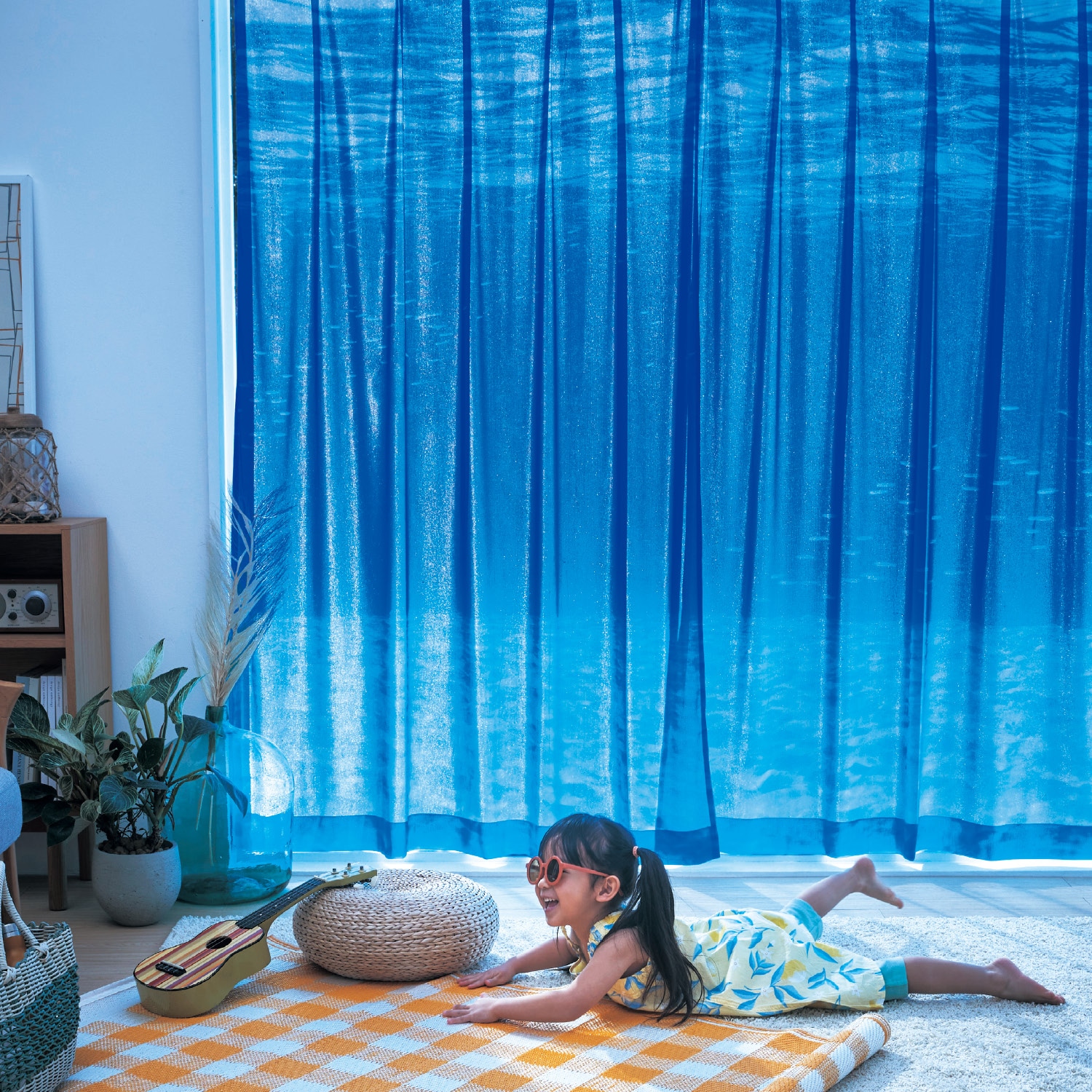 SNSで話題】 海の中を映したUVカット・ミラーレースカーテン 【エモ