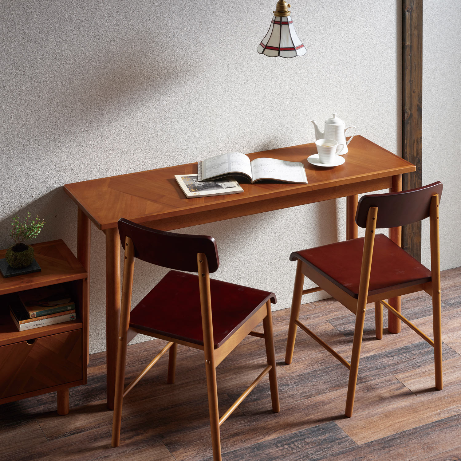 天然木のモザイク柄ワークデスク （パソコンデスク/ワークデスク