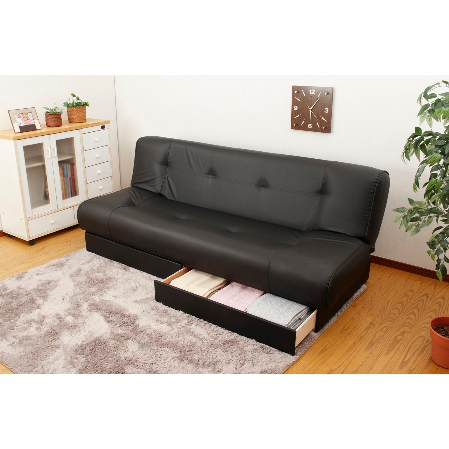 収納付き合皮のソファーベッド｜通販のベルメゾンネット