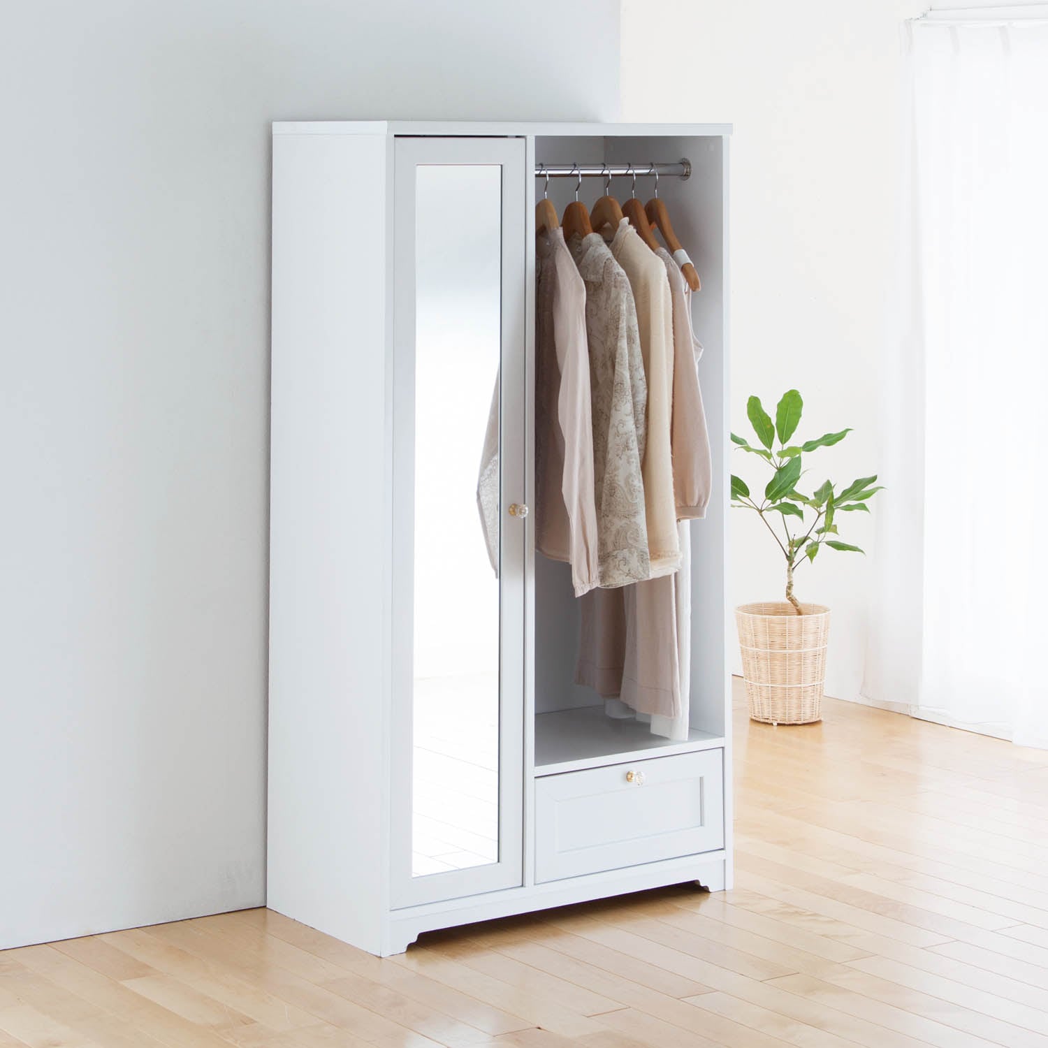 ミラー付きワードローブ（タンス/衣類チェスト/ワードローブ）｜通販の