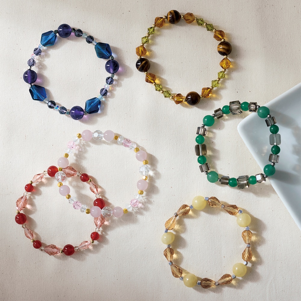 定期お届け】 天然石とガラスビーズのブレスレット手作りキット :6回