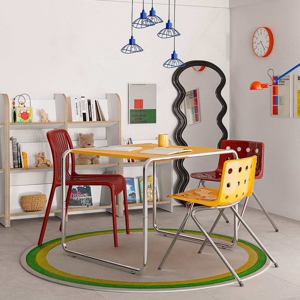 16piece ミッドセンチュリー ダイニングテーブル 80cm［6色］ イエロー