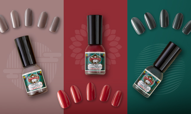 こっくり艶やかに。⽖にやさしい⽔性ネイル「胡粉（ごふん）ネイル」の