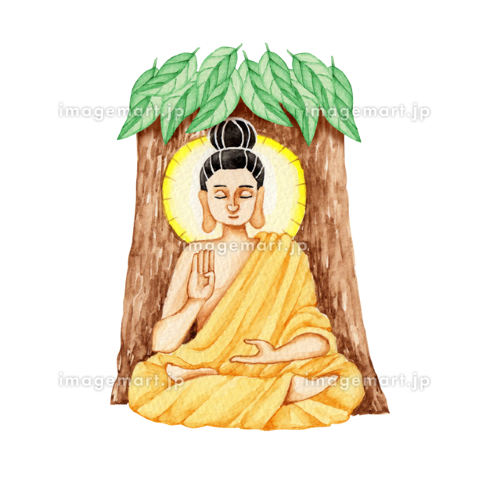 仏教 仏陀 ブッダ 人物 水彩 イラスト [192806584]｜毎月1点無料