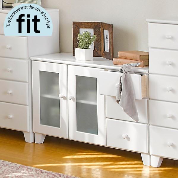 ホワイトチェスト ガラス扉付き 半完成品 [幅85.5] fit | おしゃれな