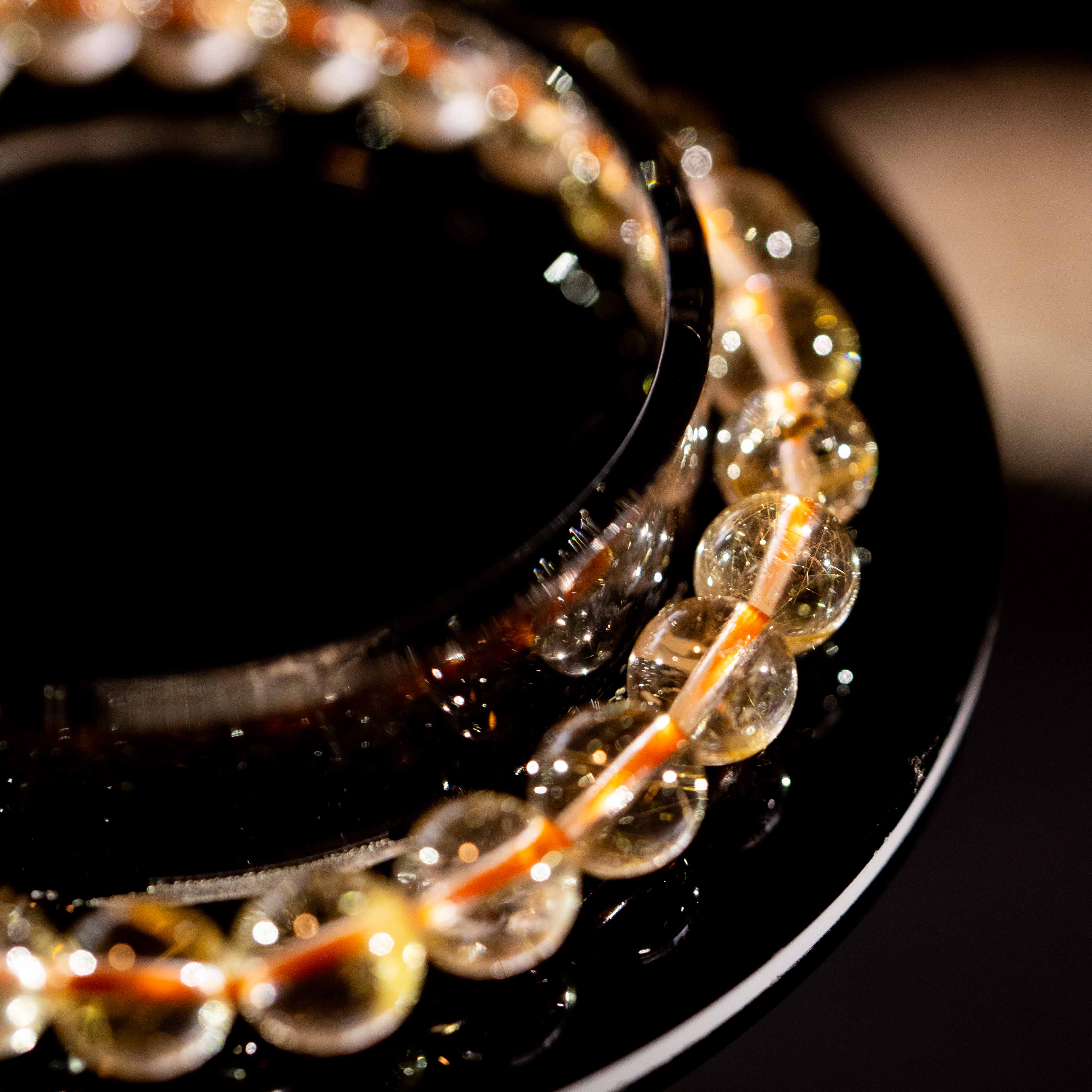 高透明度クリアタイプ】ルチルクォーツ 7mm玉 タイチン ブレスレッド