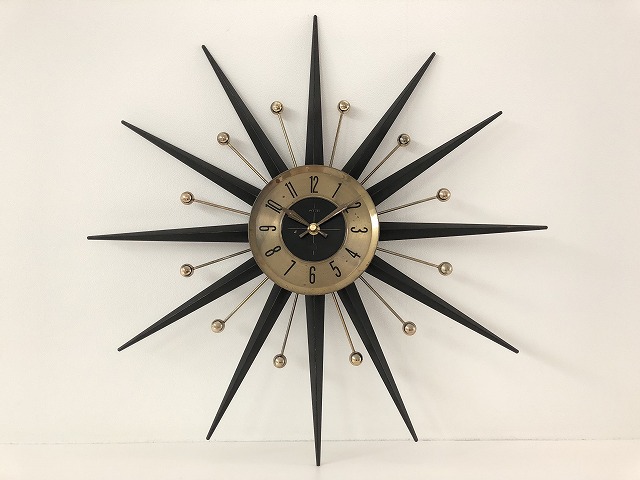 サイズ大!! ビンテージ 1950's WELBY製 サンバースト クロック