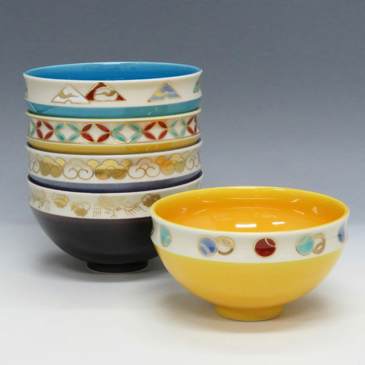 茶道具 数茶碗（かずちゃわん） 数茶碗 交趾 五色 5客 中村翠嵐