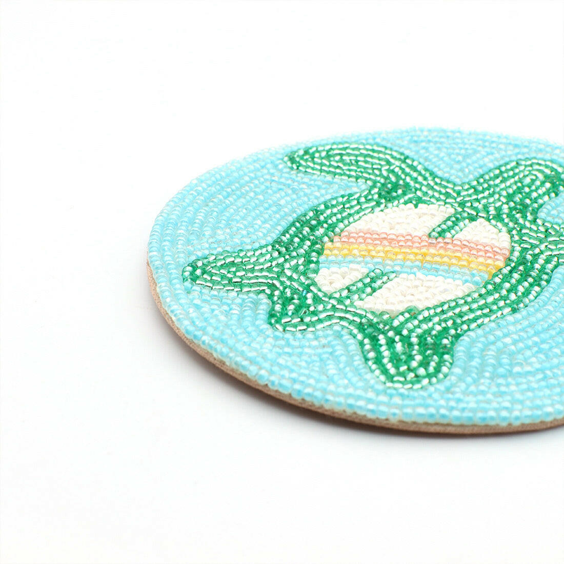 ビーズコースター ハワイアンコースター ウミガメのコースター 水滴