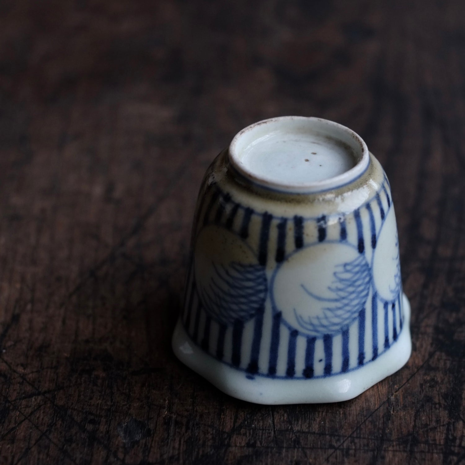 時代 縞丸文染付 輪花向付 湯呑 （幕末-明治頃） – 逢季荘