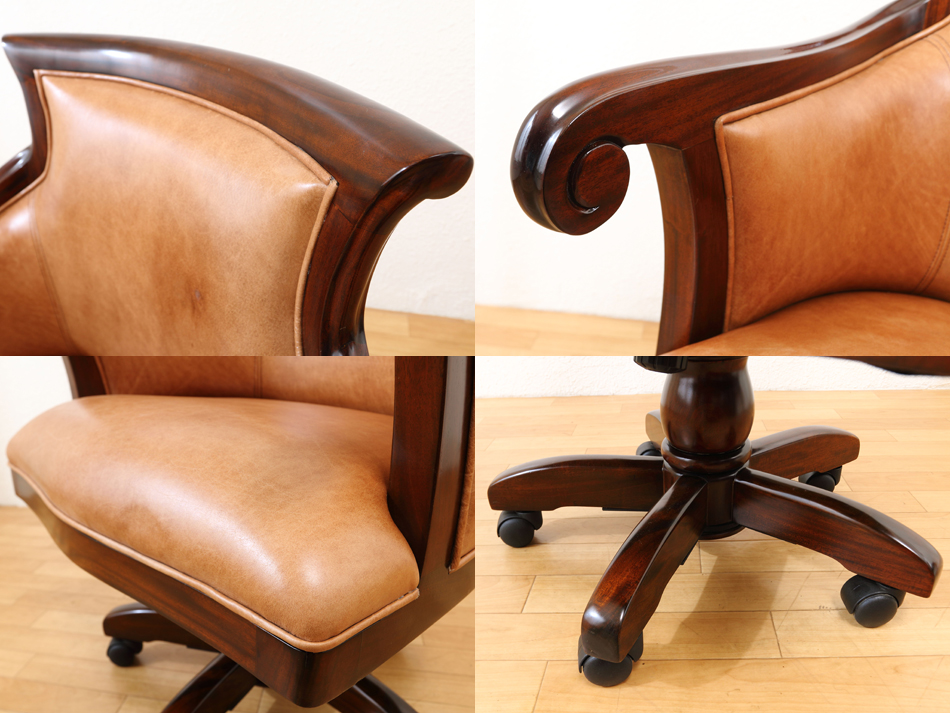 クオリティ ナチュラル タンニンソフトレザー マホガニー レボルビング