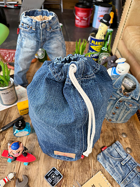 アライヤン デニム 巾着 （Lサイズ） 岡山産デニム MADE IN JAPAN