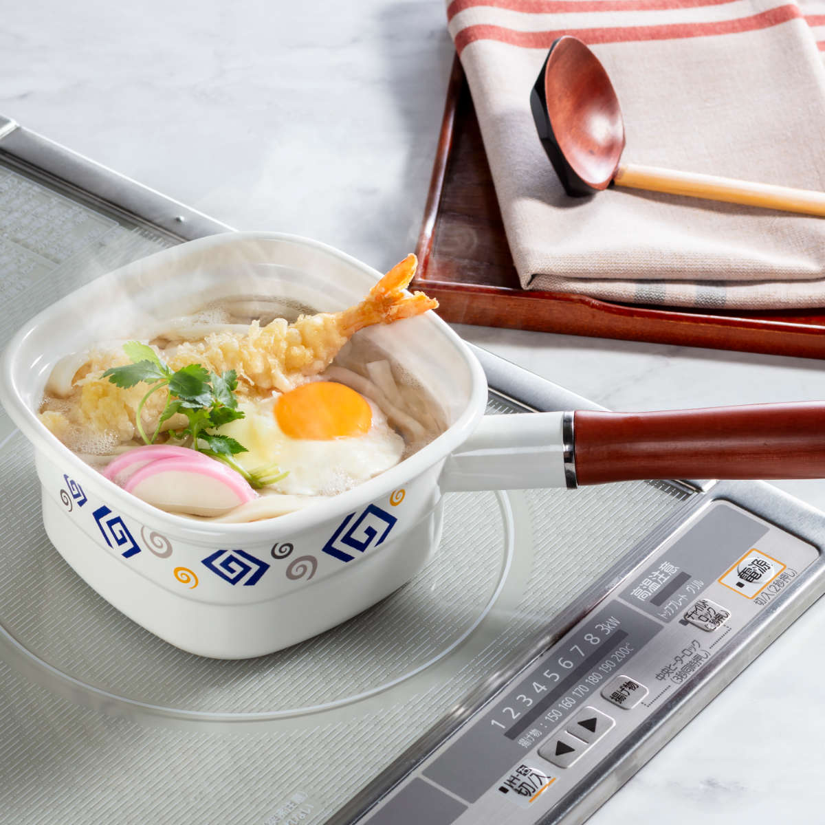 高木金属工業 角型片手鍋 14cm IH対応 ホーロー製 四角いお鍋 麺ごこち