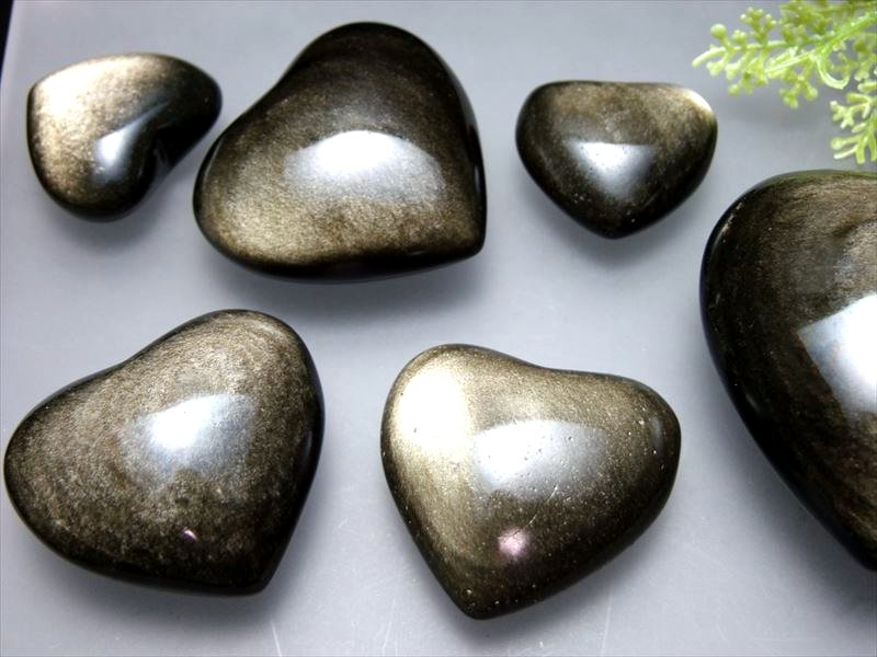 1個売り ゴールデンシャインオブシディアン(黒曜石)ハート型 タンブル