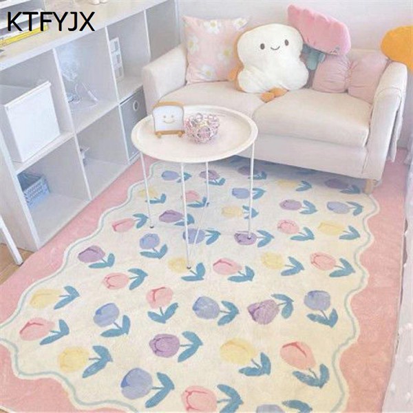 ラグマット 花柄 カーペット 極細繊維 センターカーペット 可愛い 起毛