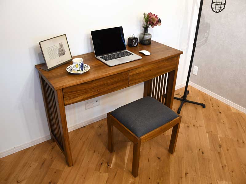 コンソールテーブル パソコンデスク チーク 無垢 幅120cm アジアン