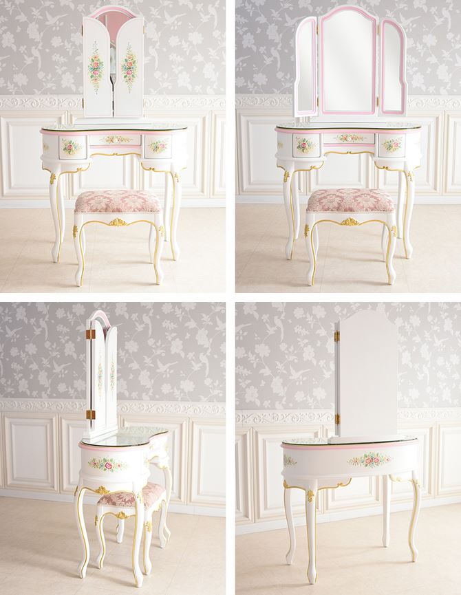 ドレッサーおしゃれ 白 姫系 アンティーク調 可愛い ロココ調 ROCOCO