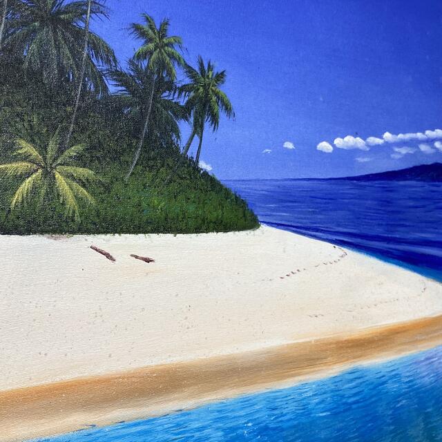 バリ絵画 海の絵 S-2 50×60 ビーチ ヤシ 浜辺 アートパネル インテリア