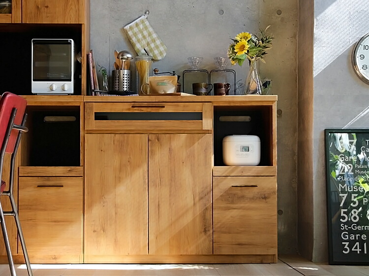 国産 キッチンカウンター幅105cm Nert（ナート） 食器棚 キッチン