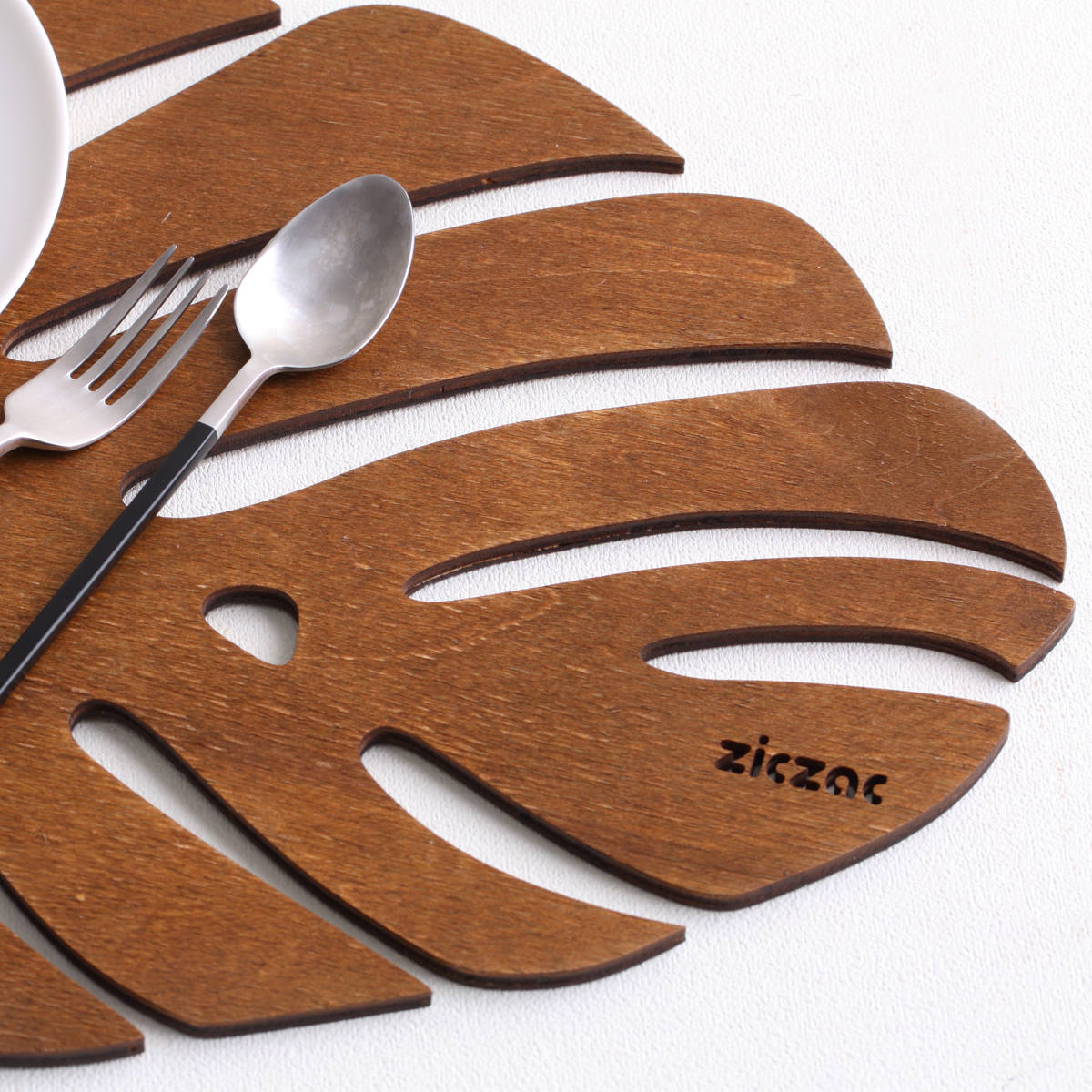 ランチョンマット 木製 ZICZAC BIRCH Placemat Monstera